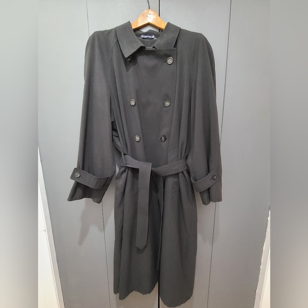 Ralph Lauren Chaps, double breasted trench coat, black 40 regular